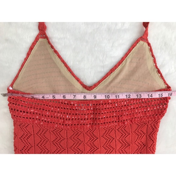 SHINE NEW YORK Orange Sequined Crochet Halter - Picture 4 of 6